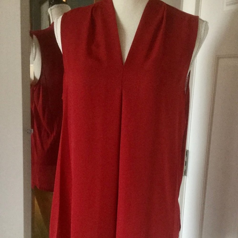 Red Silky Knit Sleeveless Top